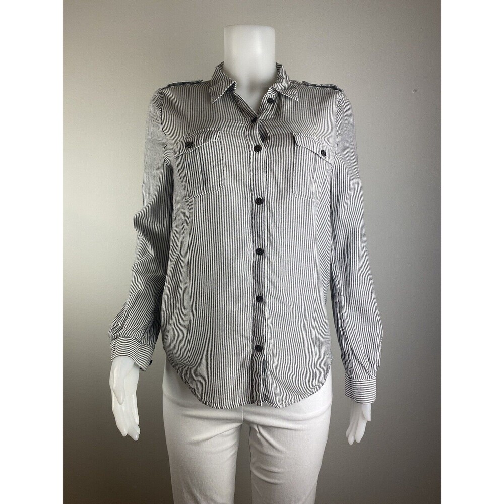F. Joie Top Size M Multicolor Shirt Striped Button Long Sleeve Blouse